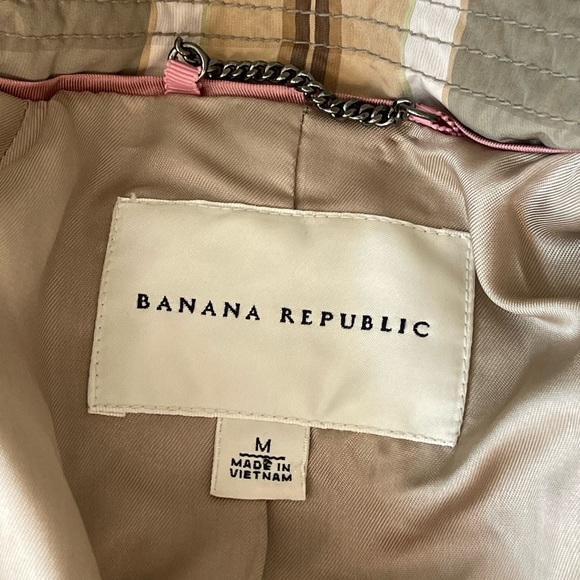 Banana Republic Plaid Trench Coat Sz M - Picture 6 of 7